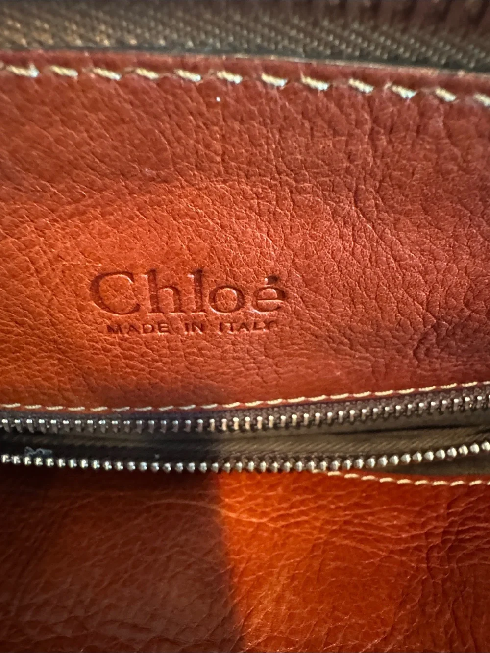 Chloe Edith White Canvas and Brown Leather Satchel with Strap